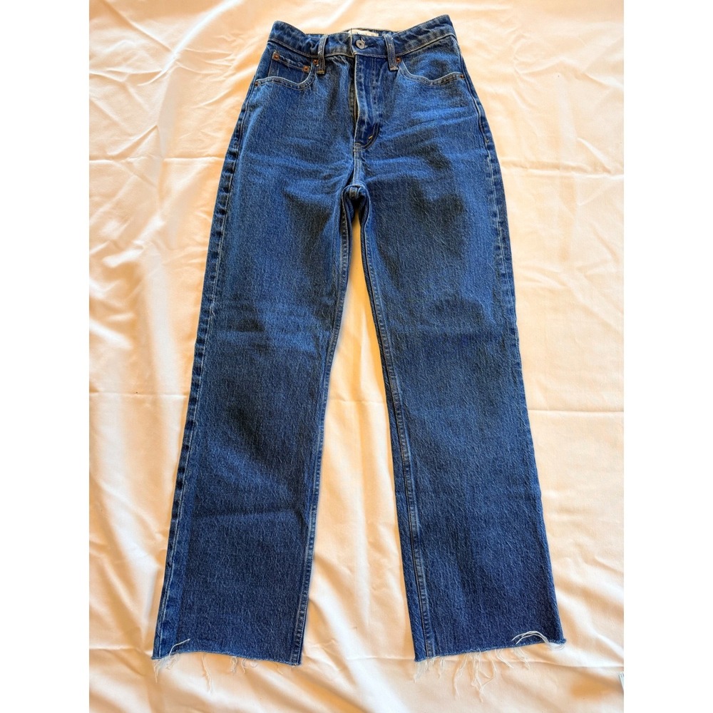 Vintage Wrangler Mens Straight Leg Denim Jeans Medium Wash Distressed Blue 34x31